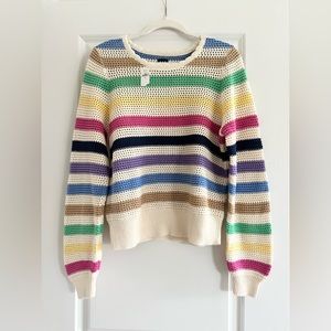 NWT! GAP Stripe Crochet Crewneck Sweater. Size Medium.